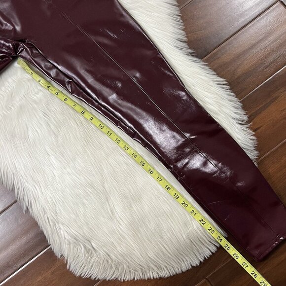 Spanx Women's Size Large Ruby Red Faux Patent Leather Leggings Pant - Picture 5 of 9